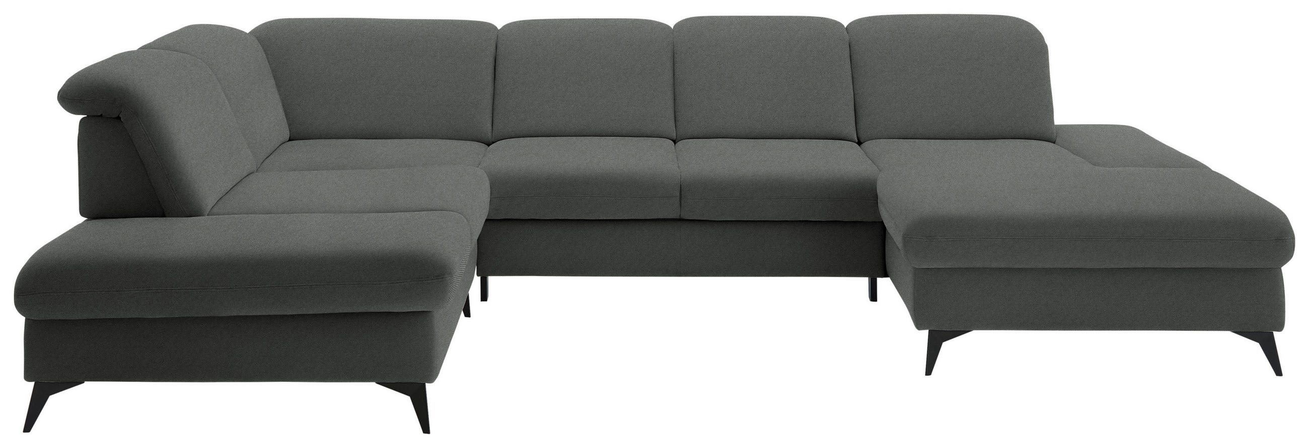 WOHNLANDSCHAFT Chenille Grau  - Schwarz/Grau, Design, Textil/Metall (255/364/198cm) - Beldomo Style