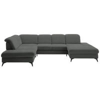 WOHNLANDSCHAFT Chenille Grau  - Schwarz/Grau, Design, Textil/Metall (255/364/198cm) - Beldomo Style