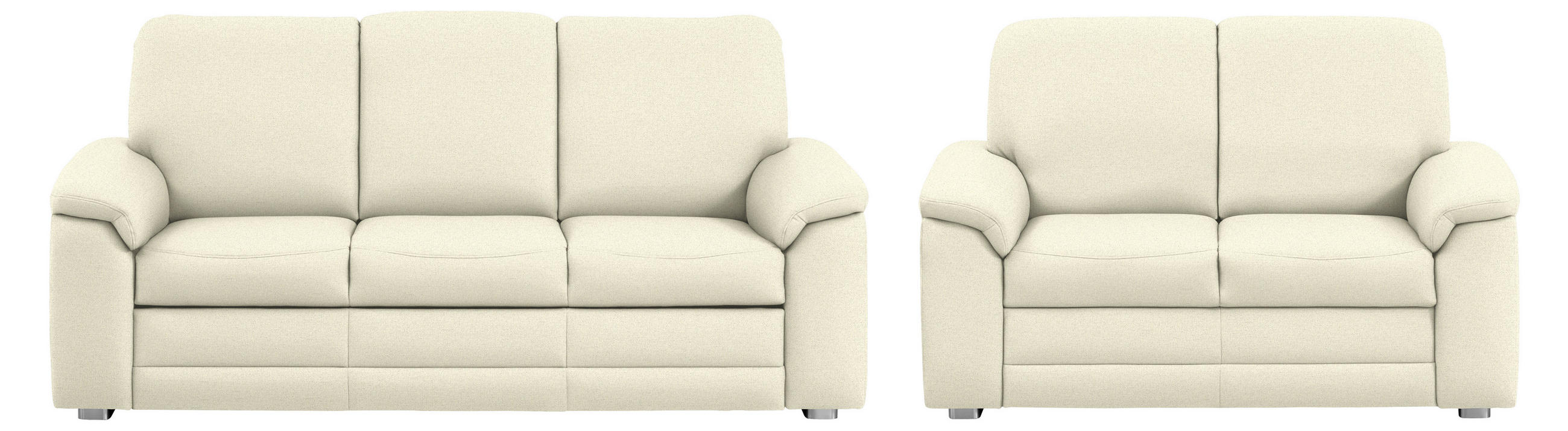 SITZGARNITUR Chenille Beige  - Beige/Alufarben, Konventionell, Textil/Metall (208/156/96/89cm) - Beldomo Comfort