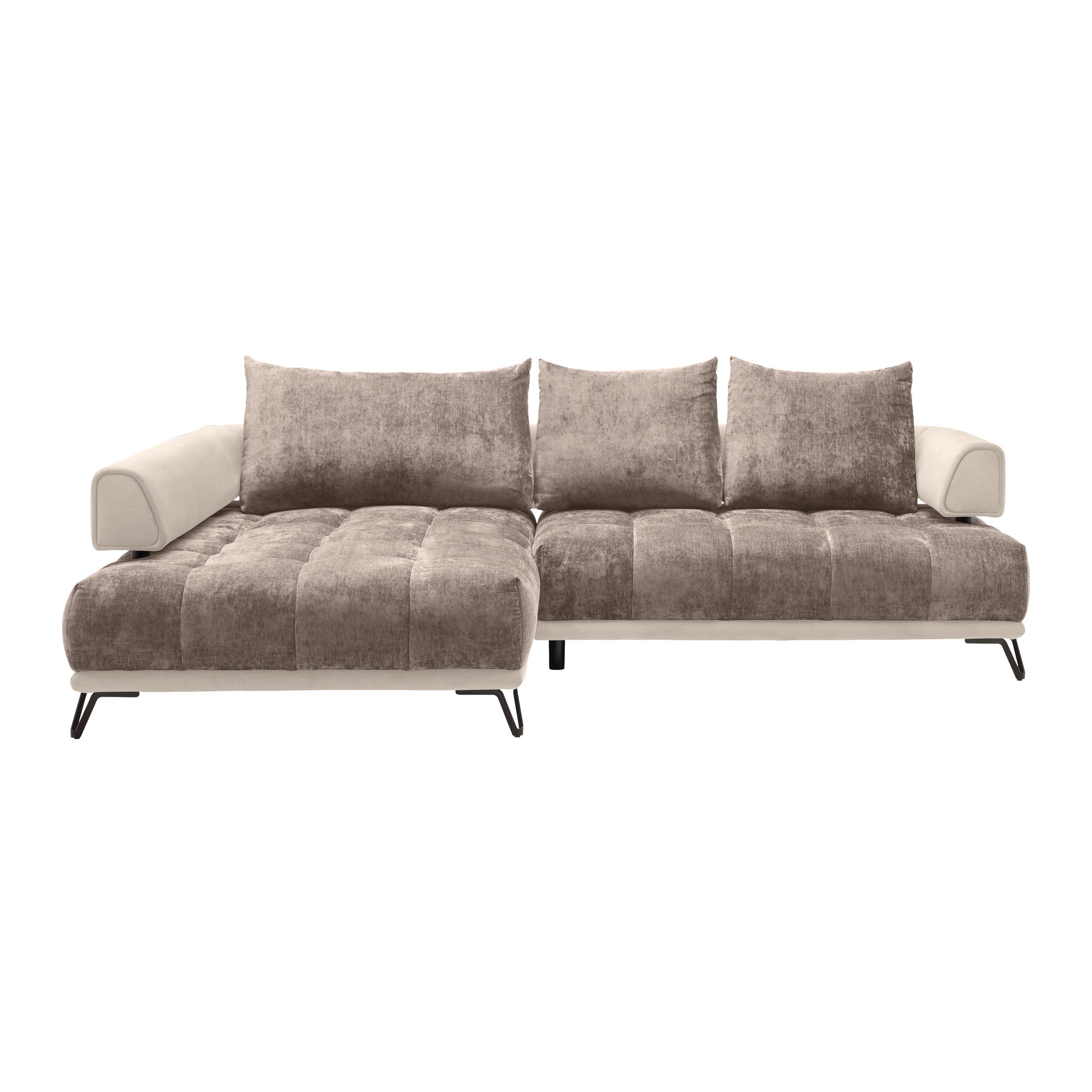 HÖRNSOFFA i cappuccino  - cappuccino/svart, Modern, metall/textil (184/262cm) - MID.YOU