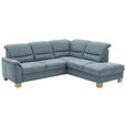 ECKSOFA Blau Mikrofaser  - Wildeiche/Blau, KONVENTIONELL, Holz/Textil (254/224cm) - Carryhome