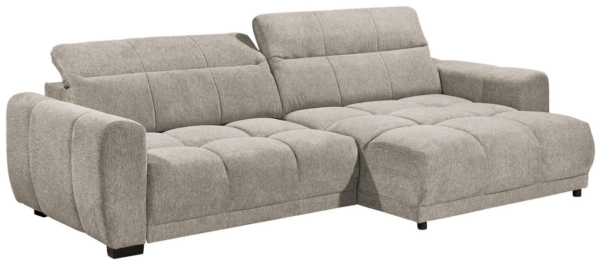 ECKSOFA Mikrofaser Sandfarben  - Sandfarben/Schwarz, Basics, Kunststoff/Textil (297/170cm) - Livetastic
