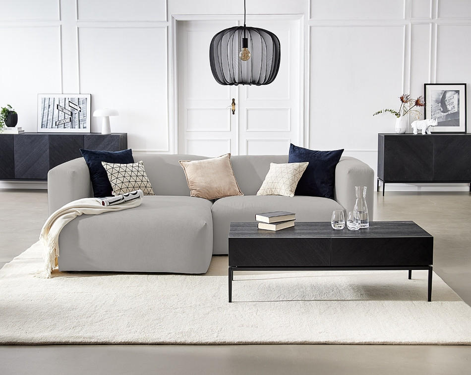 ECKSOFA Grau Struktur  - Grau, MODERN, Textil (255/72/160cm) - Trendmanufaktur