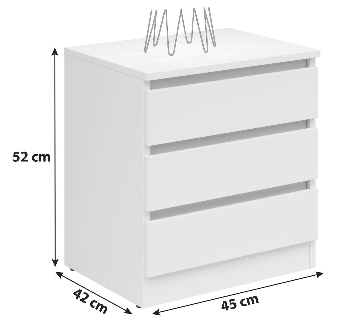 NACHTSCHRANK 45/52/42 cm  - Weiß, KONVENTIONELL, Holzwerkstoff (45/52/42cm)