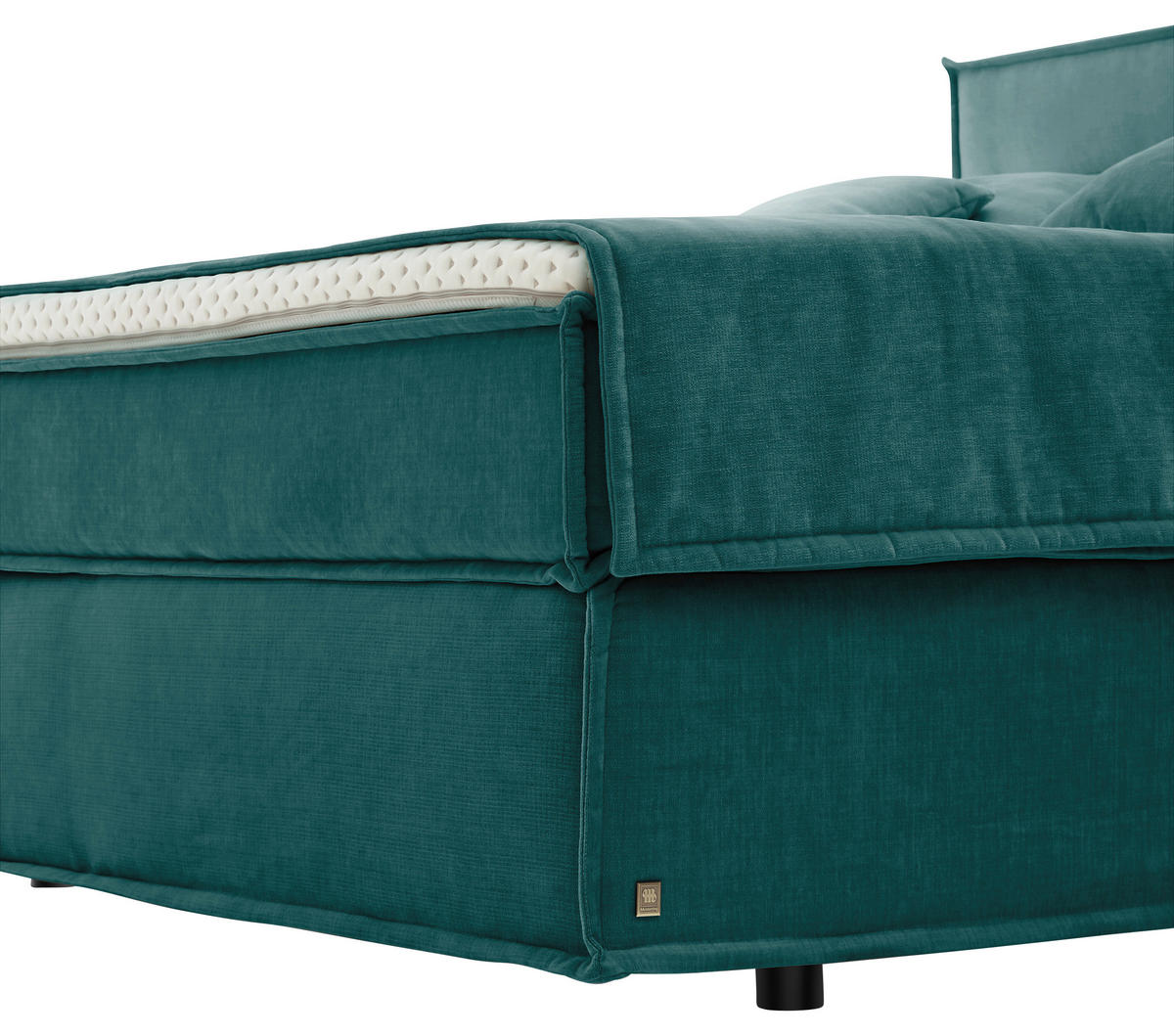 BOXSPRINGBETT 180/200 cm  in Petrol  - Petrol/Schwarz, Design, Textil (180/200cm) - Musterring