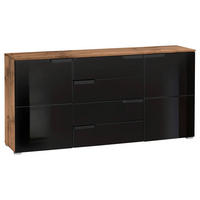 Comodă 165/80/40 cm  - negru lucios intens/culoare aluminiu, Basics, plastic/material pe bază de lemn (165/80/40cm) - Hom`in