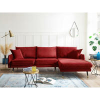 ECKSOFA Eckteil  ROSSANA-2S.REC Dunkelrot Samt  - Dunkelrot, MODERN, Holz/Textil (258/160cm) - MID.YOU