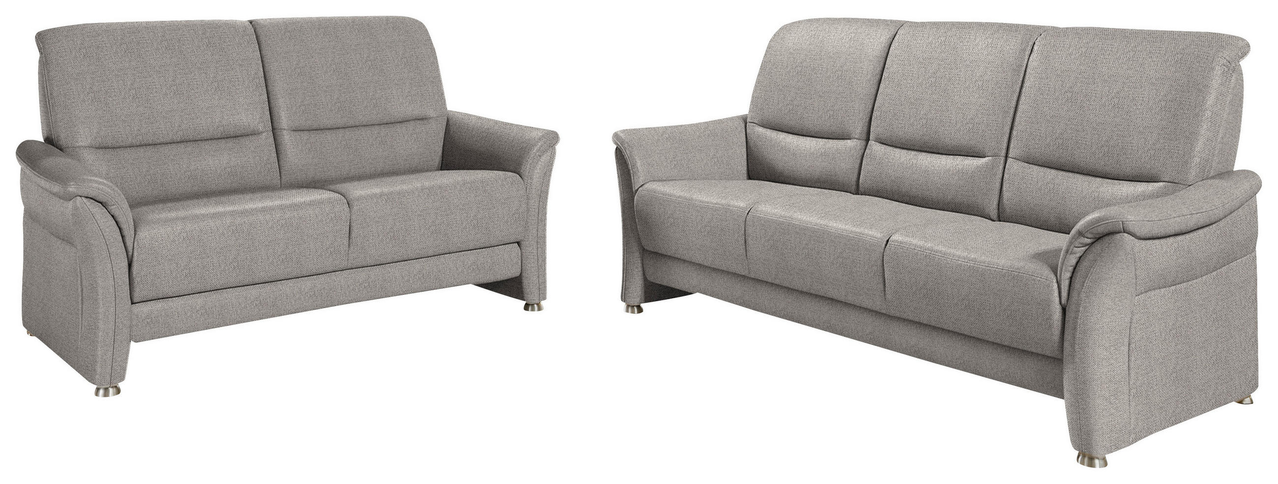 SITZGARNITUR Flachgewebe Graubraun  - Graubraun/Alufarben, Konventionell, Textil/Metall (198/172/96/93cm) - Beldomo Premium