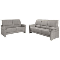 SITZGARNITUR Flachgewebe Graubraun  - Graubraun/Alufarben, Konventionell, Textil/Metall (198/172/96/93cm) - Beldomo Premium