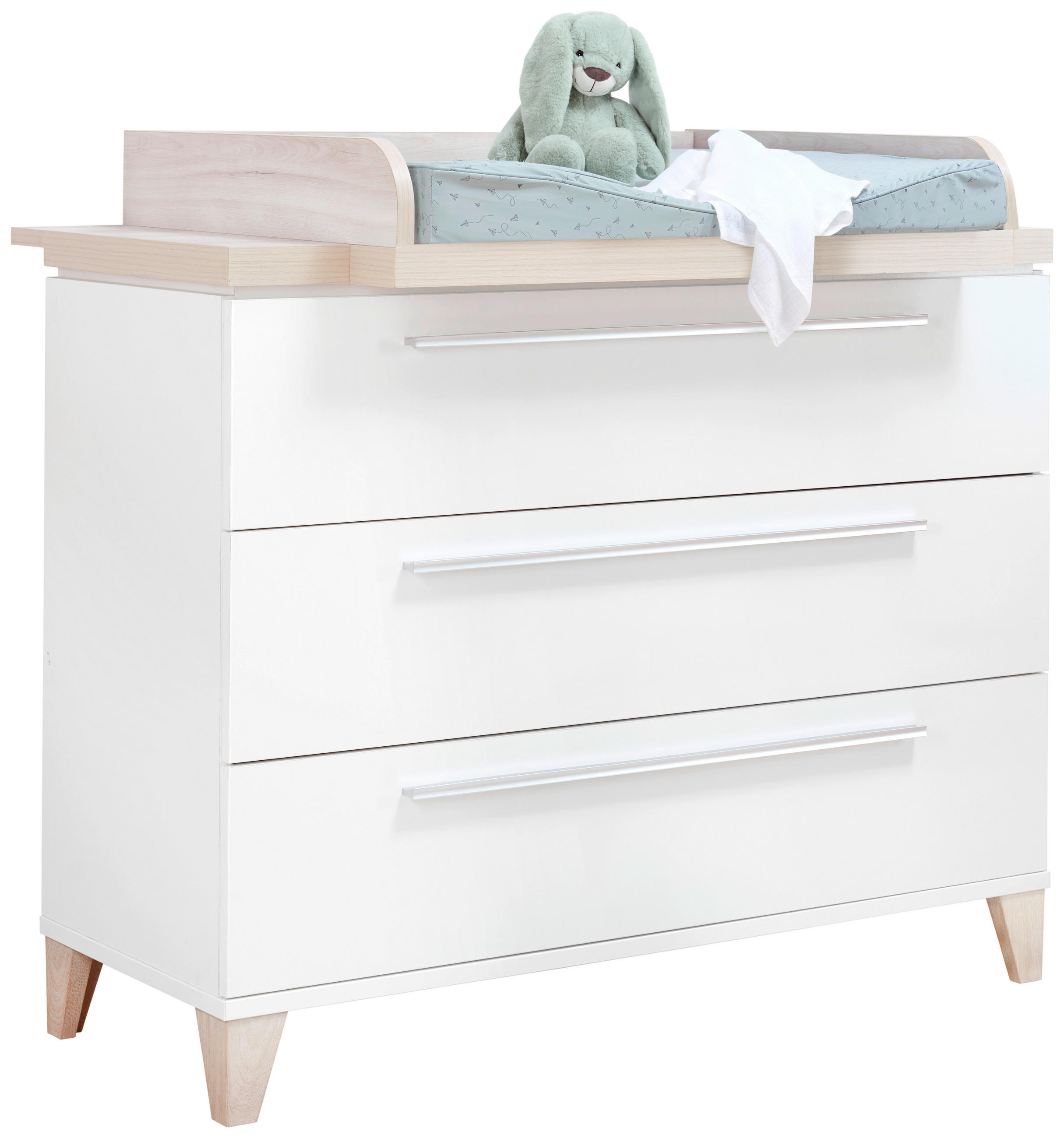 PREBAĽOVACIA KOMODA, 120/109/77 cm - biela/farby brezy, Trend, kompozitné drevo/plast (120/109/77cm) - My Baby Lou