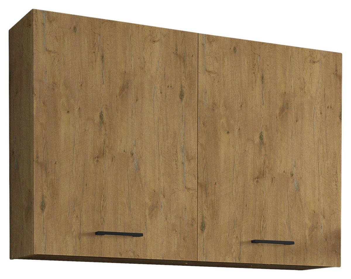 VÄGGSKÅP 100/65/31 cm  i ekfärgad  - svart/ekfärgad, Klassisk, trämaterial/plast (100/65/31cm) - Xora