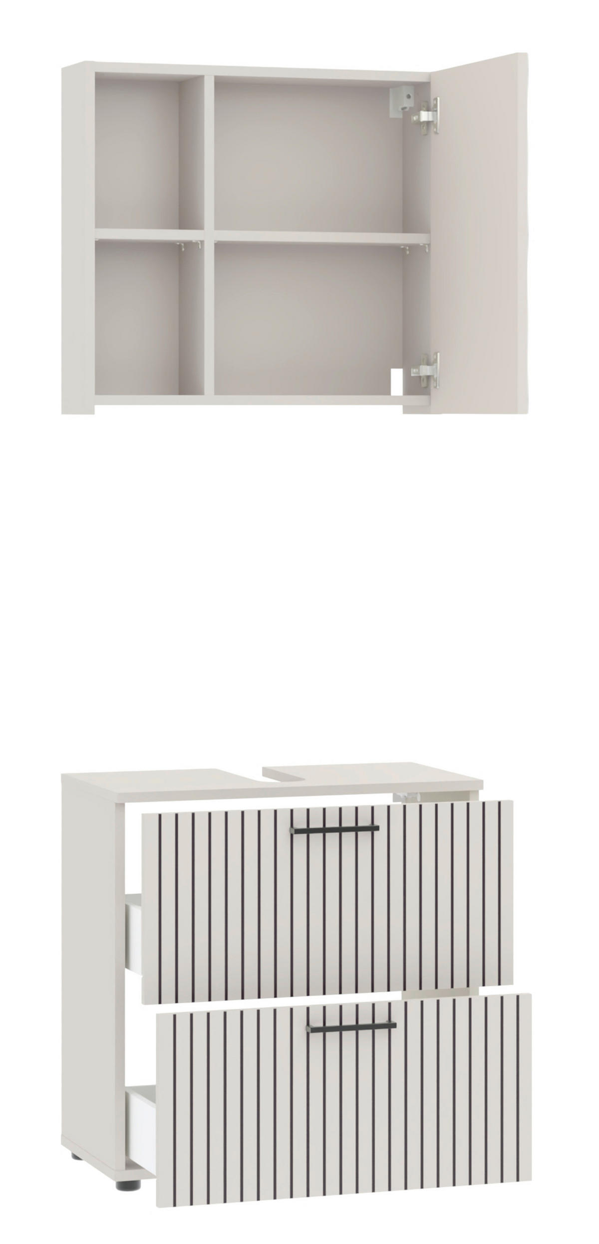 BADEZIMMER  in 60 cm  - Kaschmir/Schwarz, Trend, Glas/Holzwerkstoff (60cm) - Respekta