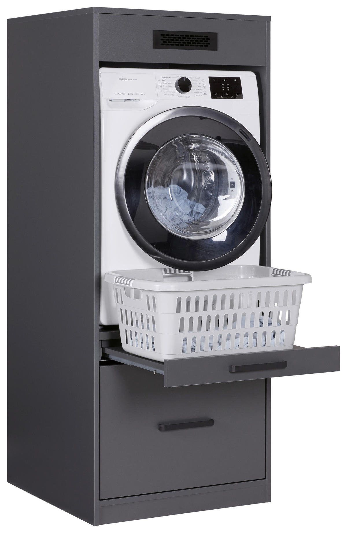 WASCHMASCHINENSCHRANK 67/164/68 cm  in Anthrazit  - Anthrazit/Schwarz, MODERN, Holzwerkstoff/Metall (67/164/68cm) - home24