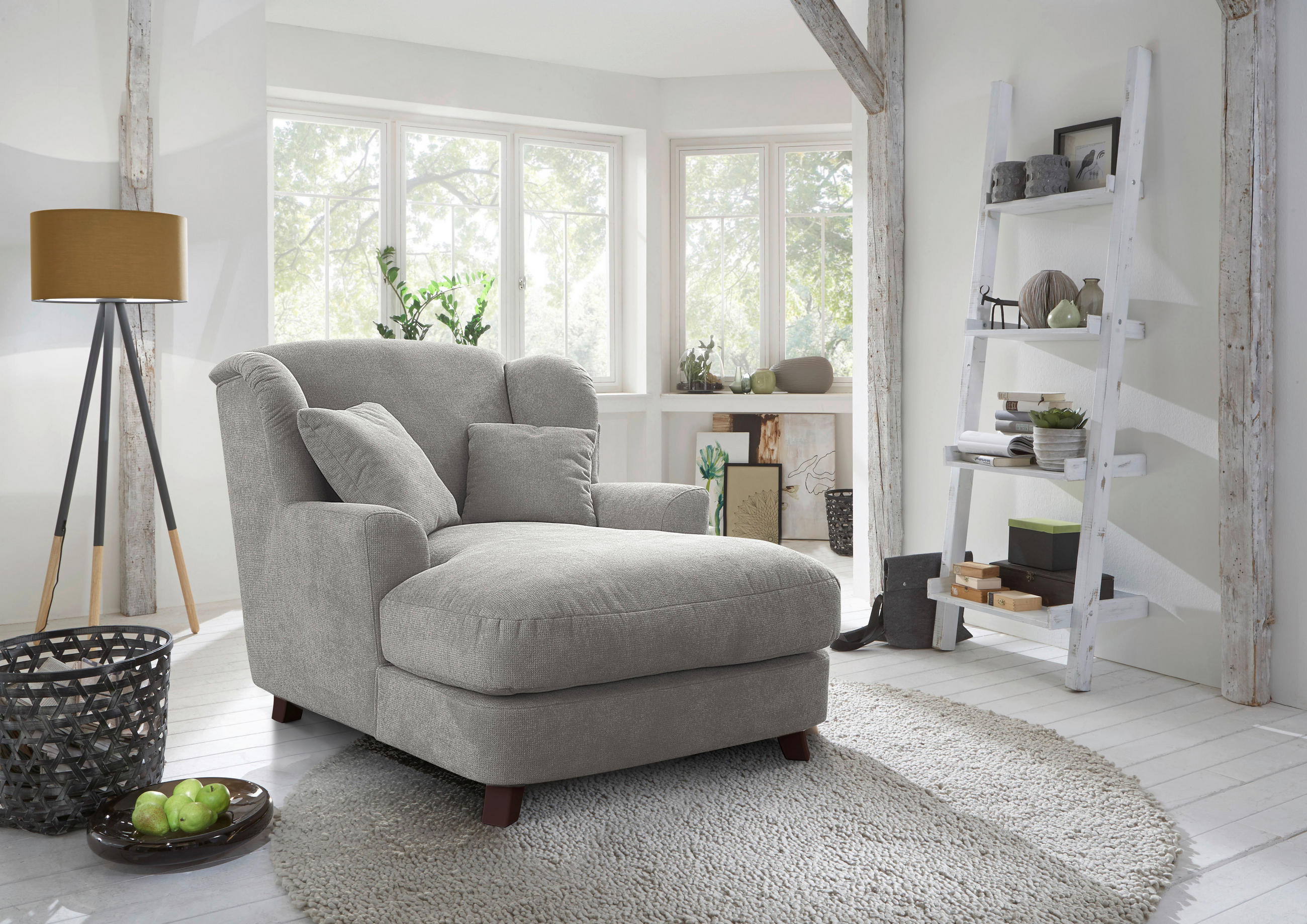 XXL-SESSEL in Silberfarben  - Dunkelbraun/Silberfarben, Modern, Holzwerkstoff/Textil (109/104/145cm) - Sit & More