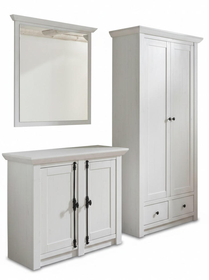 GARDEROBE 3-teilig  in 220/206/45 cm  - Weiß/Pinienfarben, Design, Holzwerkstoff (220/206/45cm) - Modante