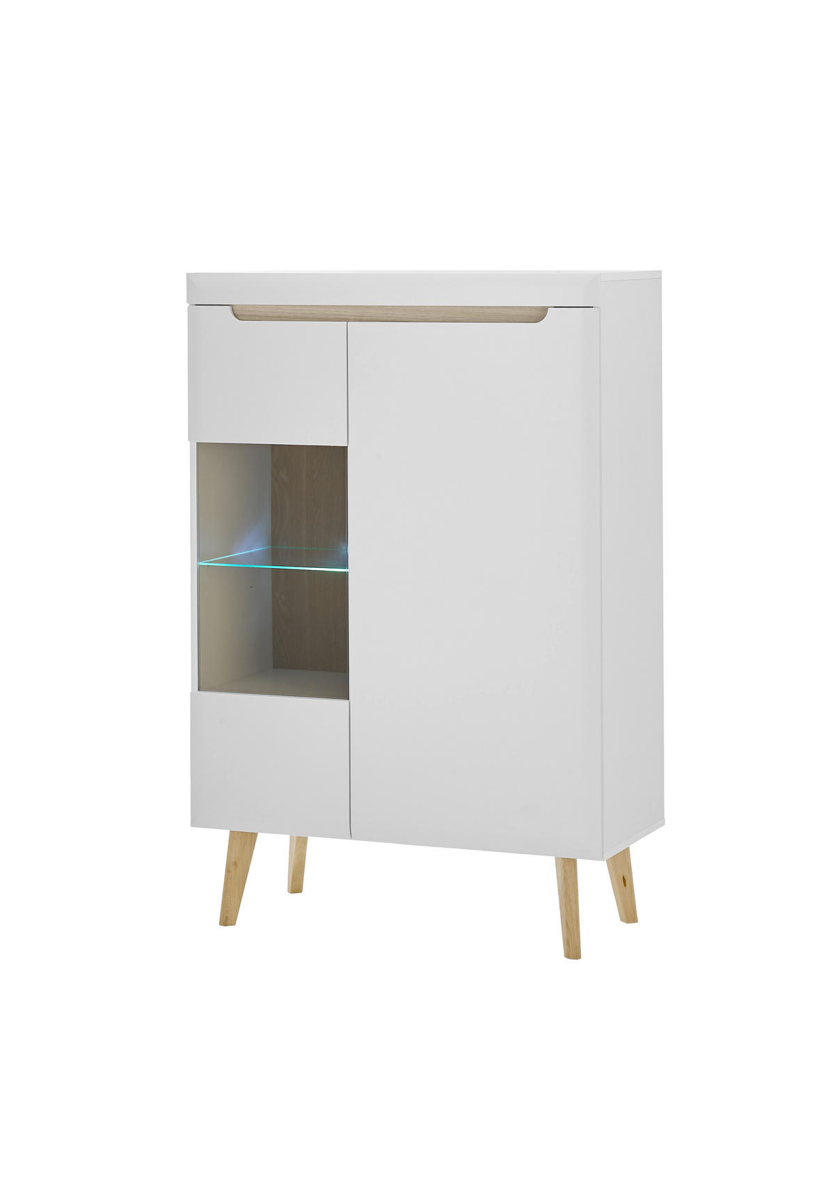 VITRINE in Weiß, Eichefarben  - Eichefarben/Weiß, Design, Glas/Holzwerkstoff (90/134/40cm) - MID.YOU