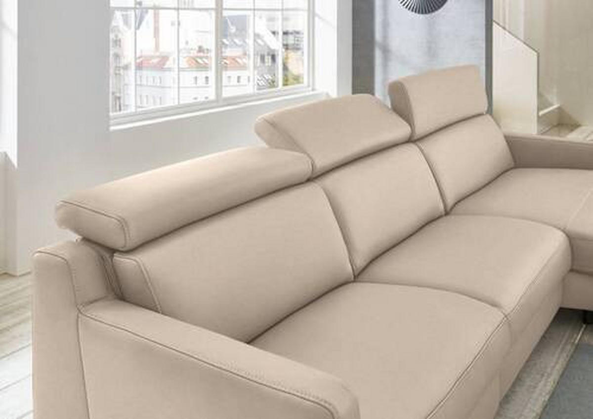 ECKSOFA in Echtleder Hellbraun  - Chromfarben/Hellbraun, Design, Leder/Metall (291/176cm) - Valdera