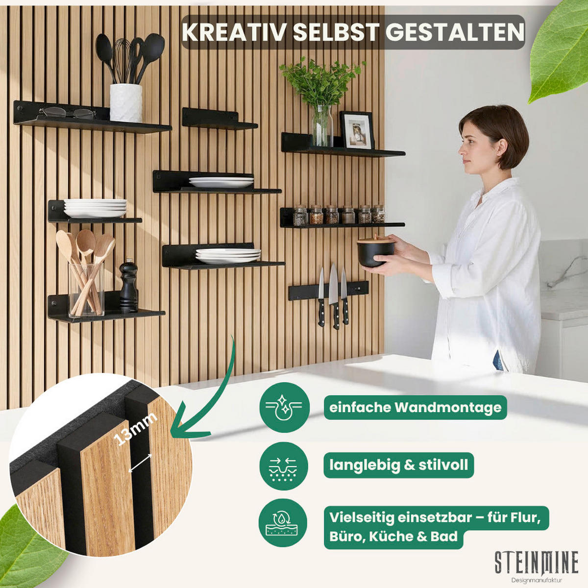 AKUSTIKPANEEL  - Schwarz, Basics, Metall (24/13/8,5cm)