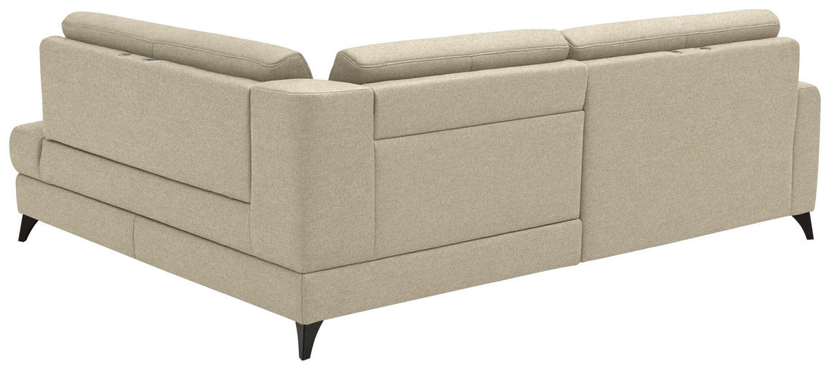 ECKSOFA  Chenille Sandfarben  - Sandfarben/Schwarz, Design, Textil/Metall (239/182cm) - Beldomo Comfort