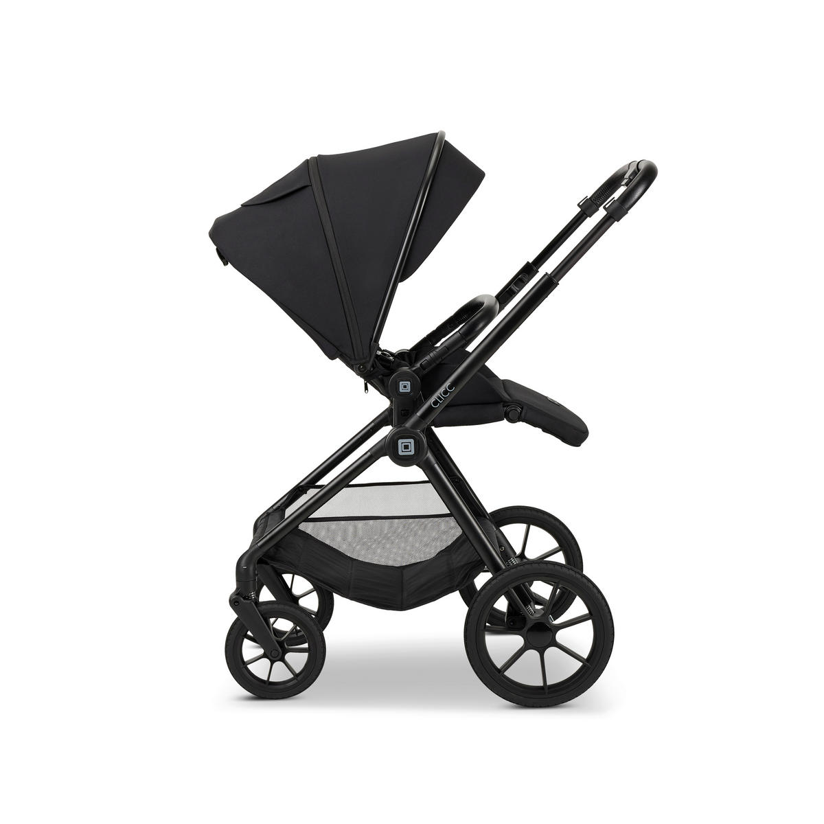 KINDERWAGENSET CLICC  - Schwarz, Basics, Textil/Metall (61/114/84cm) - Moon