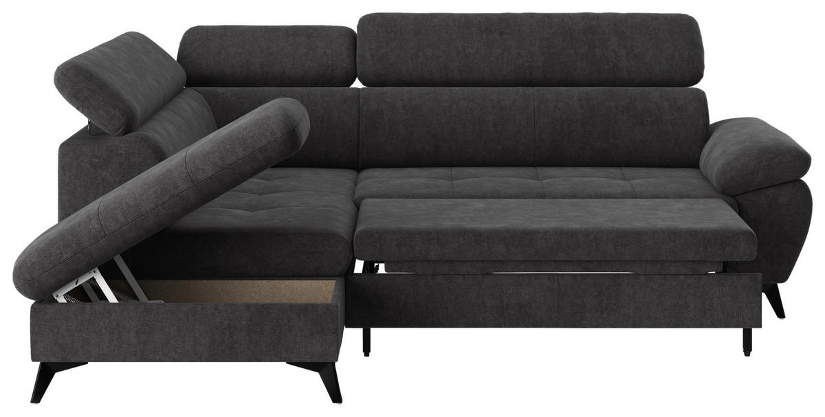 ECKSOFA Dunkelgrau  - Schlammfarben/Dunkelgrau, Textil/Metall (207/265cm) - MID.YOU