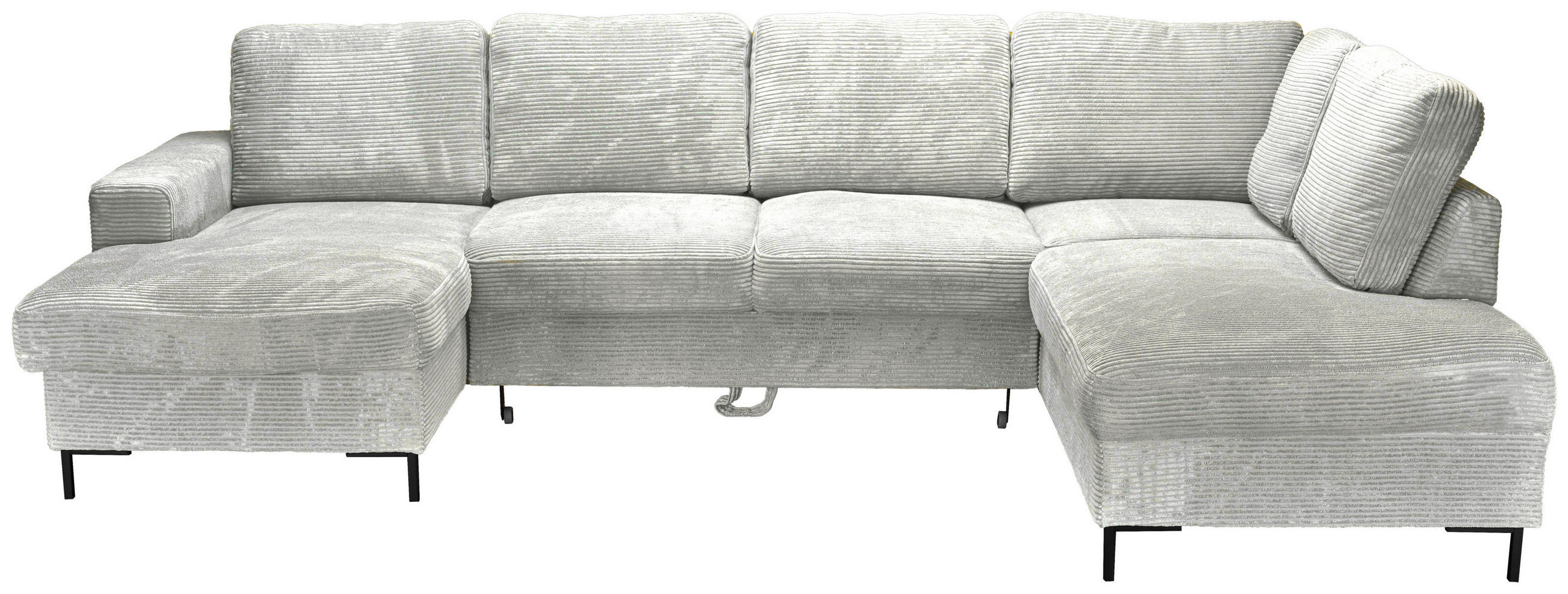 WOHNLANDSCHAFT Naturfarben Cord  - Schwarz/Naturfarben, KONVENTIONELL, Textil/Metall (148/303/197cm) - Carryhome