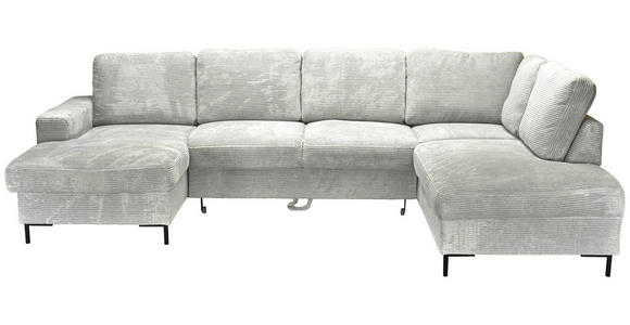 WOHNLANDSCHAFT Naturfarben Cord  - Schwarz/Naturfarben, KONVENTIONELL, Textil/Metall (148/303/197cm) - Carryhome
