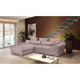 ECKSOFA Altrosa Cord  inkl. Zierkissen, Rückenkissen, Rücken echt  - Chromfarben/Altrosa, KONVENTIONELL, Textil/Metall (225/335cm) - Carryhome