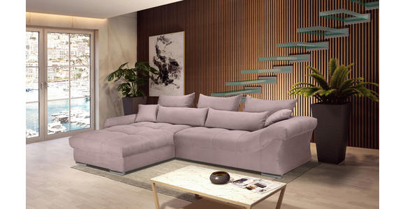 ECKSOFA Altrosa Cord  inkl. Zierkissen, Rückenkissen, Rücken echt  - Chromfarben/Altrosa, KONVENTIONELL, Textil/Metall (225/335cm) - Carryhome