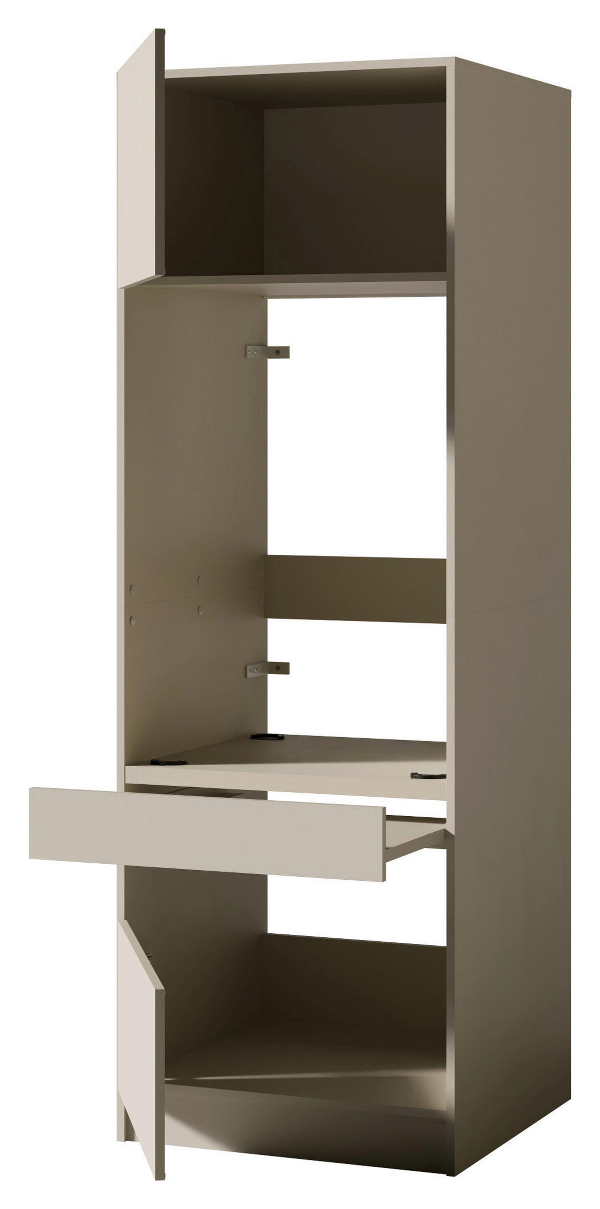 WASCHMASCHINENSCHRANK  68/200/68 cm  - Kaschmir/Schwarz, Design, Holzwerkstoff/Metall (68/200/68cm) - Milino