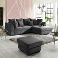 ECKSOFA in Cord Anthrazit  - Anthrazit/Schwarz, Design, Kunststoff/Textil (259/174cm) - Cantus