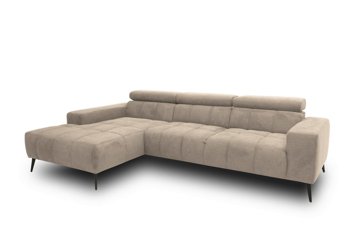 ECKSOFA TRENTO Taupe Mikrofaser  - Taupe/Dunkelgrau, MODERN, Textil/Metall (287/175cm) - MID.YOU