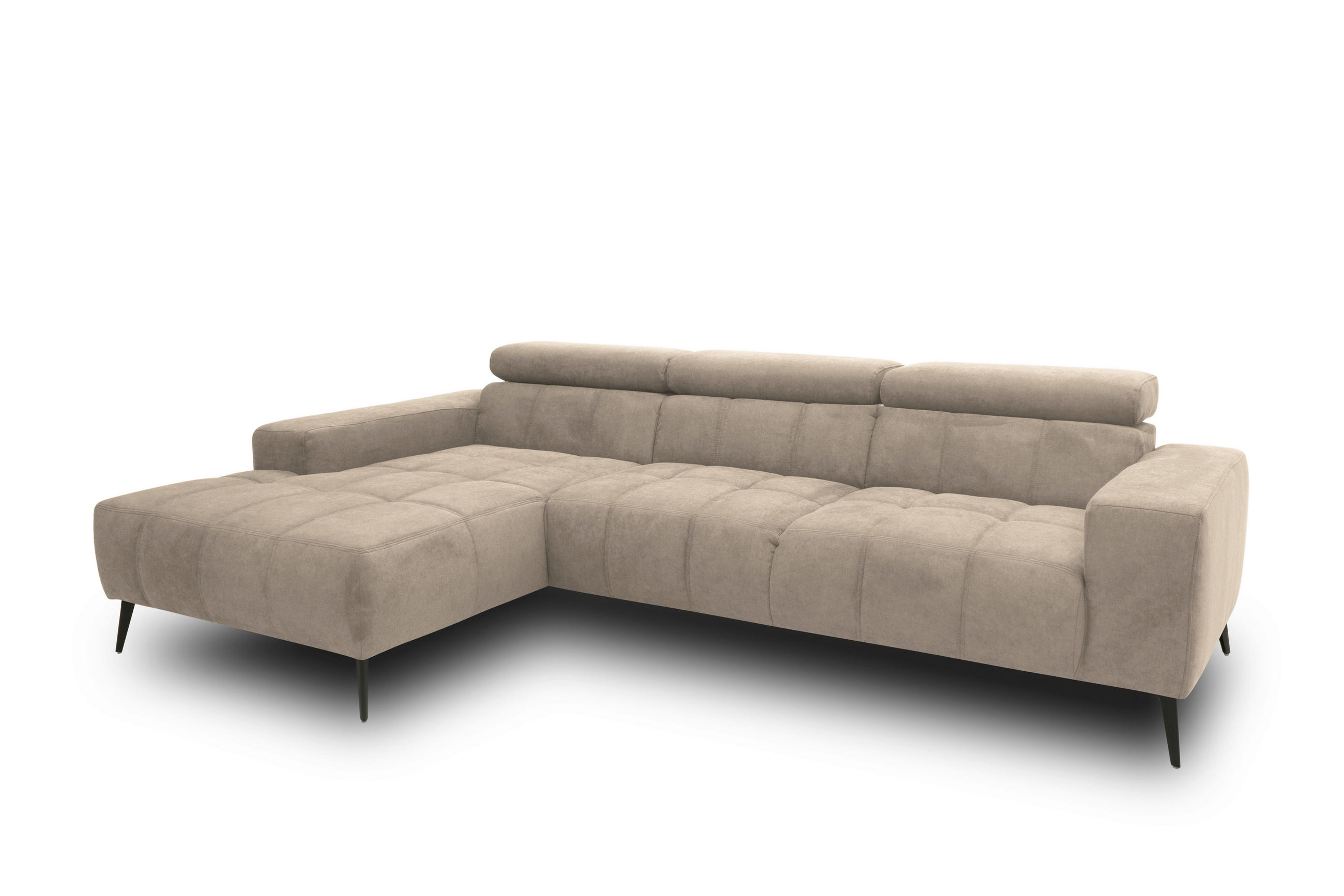 Thumbnail - Mid.you Ecksofa Trento, Taupe, Textil, Uni, 3-Sitzer, L-Form, 287x175 cm, Made in EU, FSC Mix, Rücken echt, Armteil link...