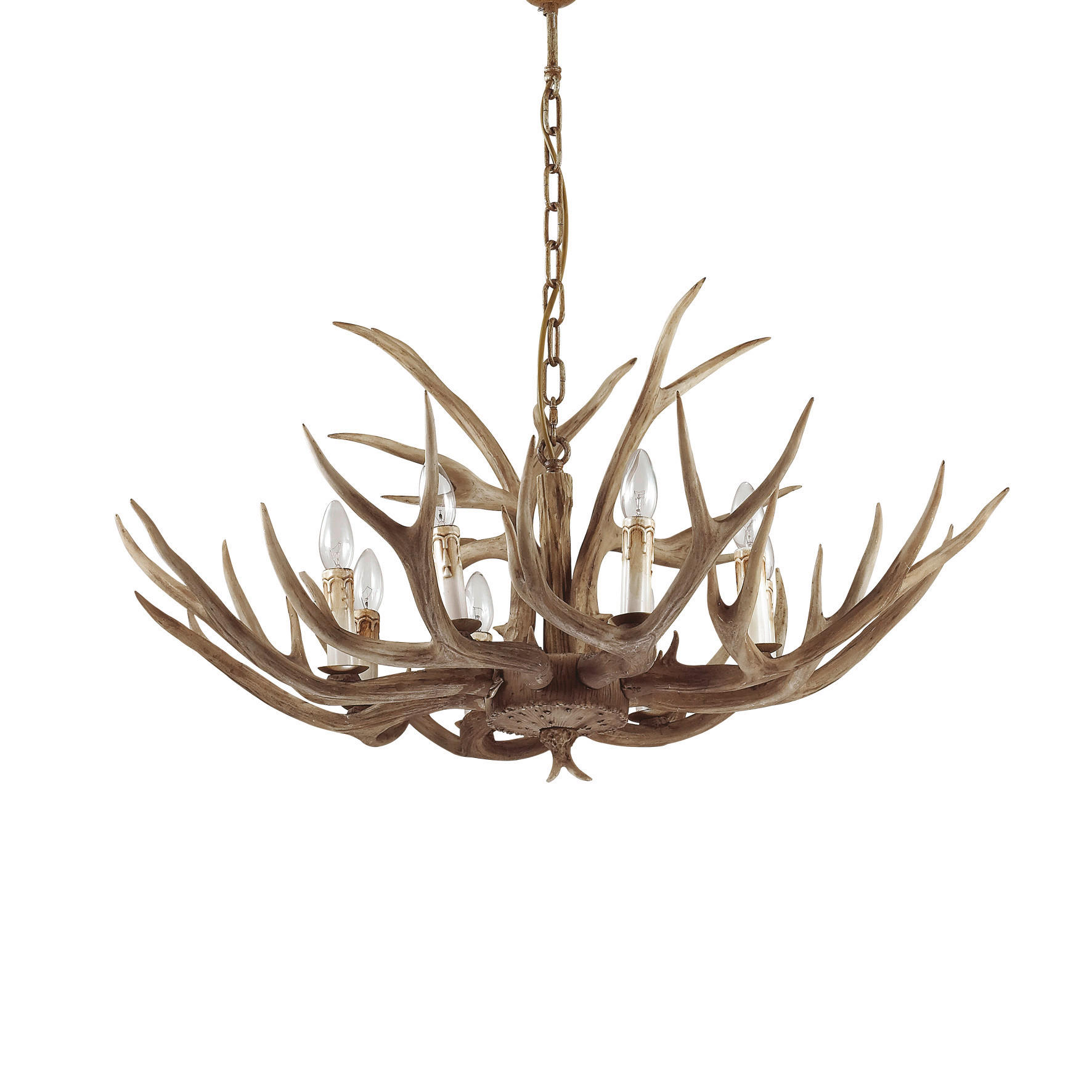HÄNGELEUCHTE Chalet 91/75-140 cm   - Beige, Natur, Naturmaterialien/Metall (91/75-140cm) - Ideal Lux
