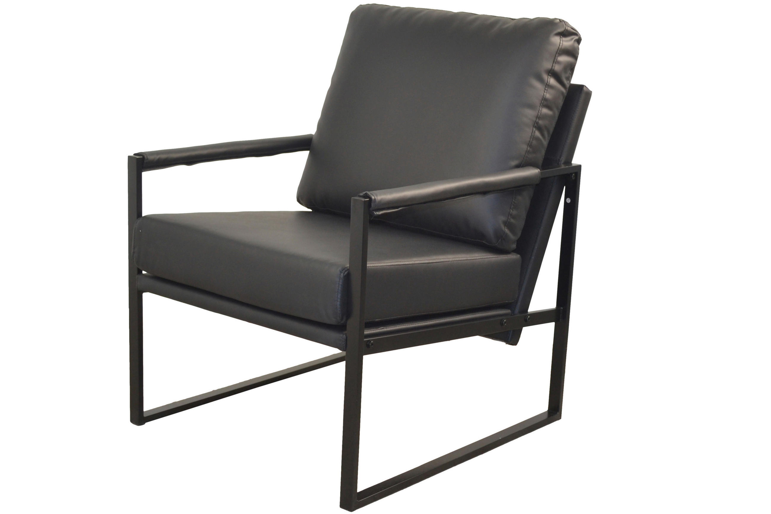 LOUNGESESSEL Lederlook Schwarz    - Schwarz, Design, Textil/Metall (65/90/81cm) - MID.YOU