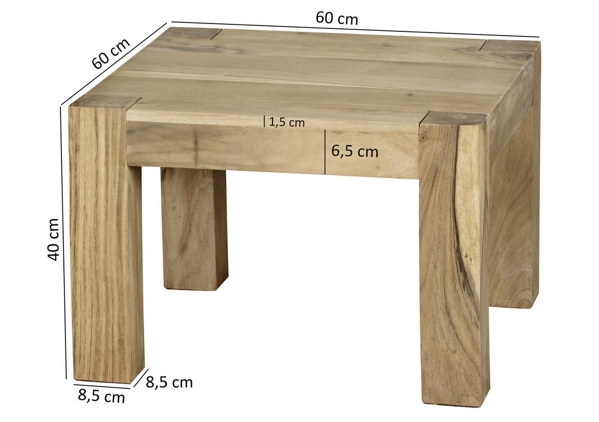KONFERENČNÍ STOLEK, barvy akácie, dřevo, 60/60/40 cm - barvy akácie, Design, dřevo (60/60/40cm) - MID.YOU