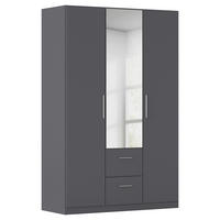 DREHTÜRENSCHRANK in Grau  - Alufarben/Grau, KONVENTIONELL, Glas/Holzwerkstoff (135/210/54cm) - home24