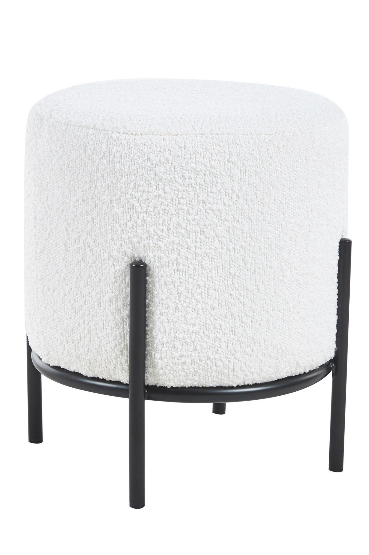 HOCKER Bouclé Schwarz, Weiß  - Schwarz/Weiß, MODERN, Textil/Metall (35/38/35cm) - Livetastic