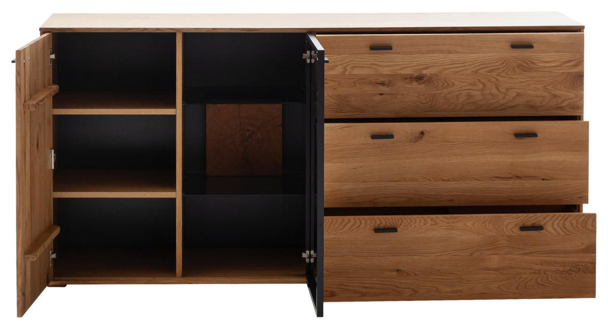 SIDEBOARD 183/88/44 cm  - Wildeiche/Anthrazit, Design, Glas/Holz (183/88/44cm) - MID.YOU