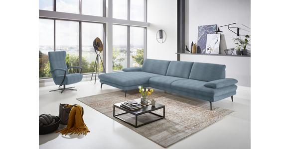 ECKSOFA in Chenille Blau  - Blau/Schwarz, Design, Textil/Metall (180/310cm) - Dieter Knoll