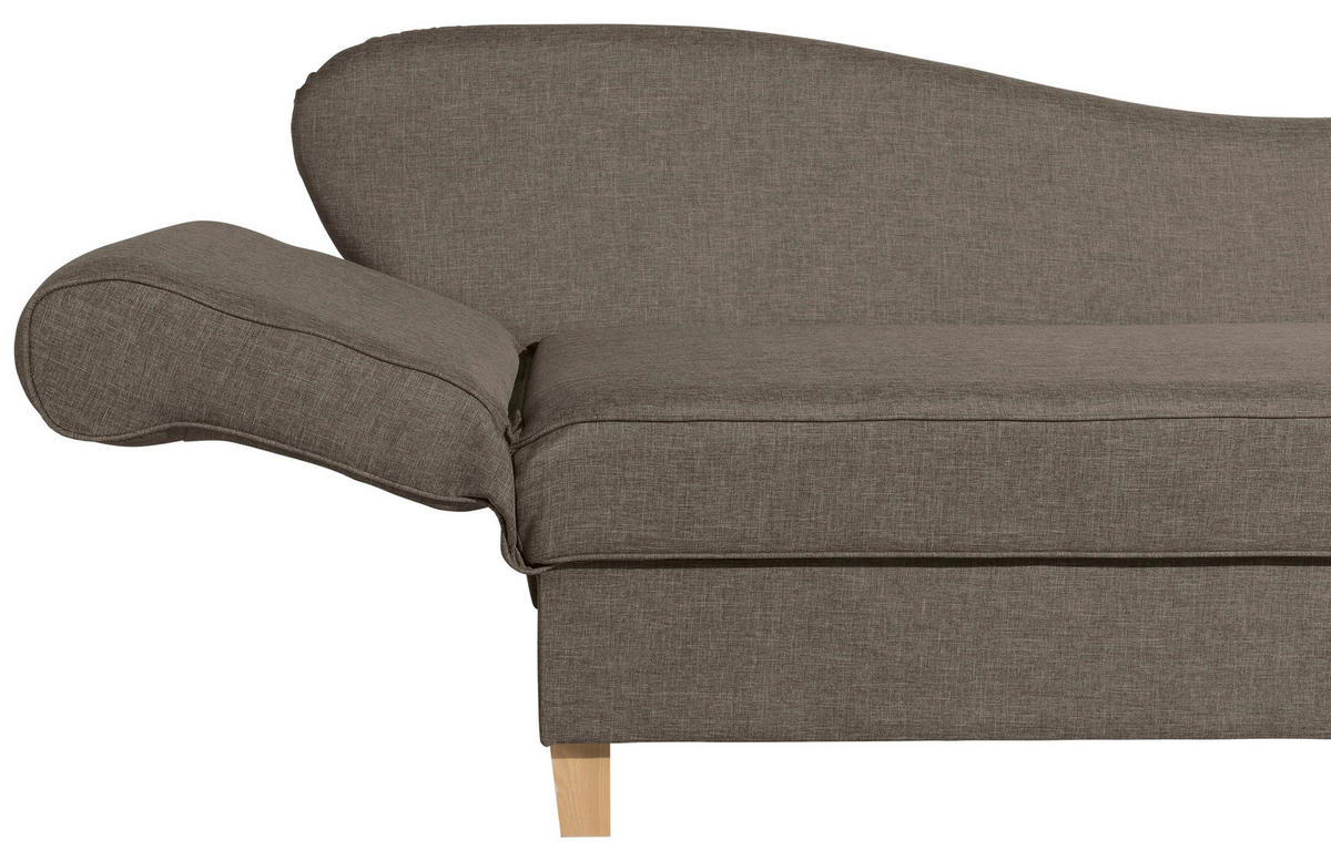RÉCAMIERE in Flachgewebe Sahara  - Hellbraun/Buchefarben, Design, Holz/Textil (190/88/82cm) - Max Winzer