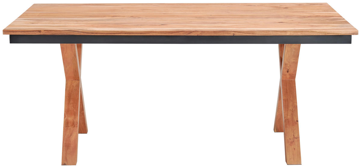ESSTISCH in Holz, Metall   - Schwarz/Naturfarben, Design, Holz/Metall (180/76/100cm) - Livetastic