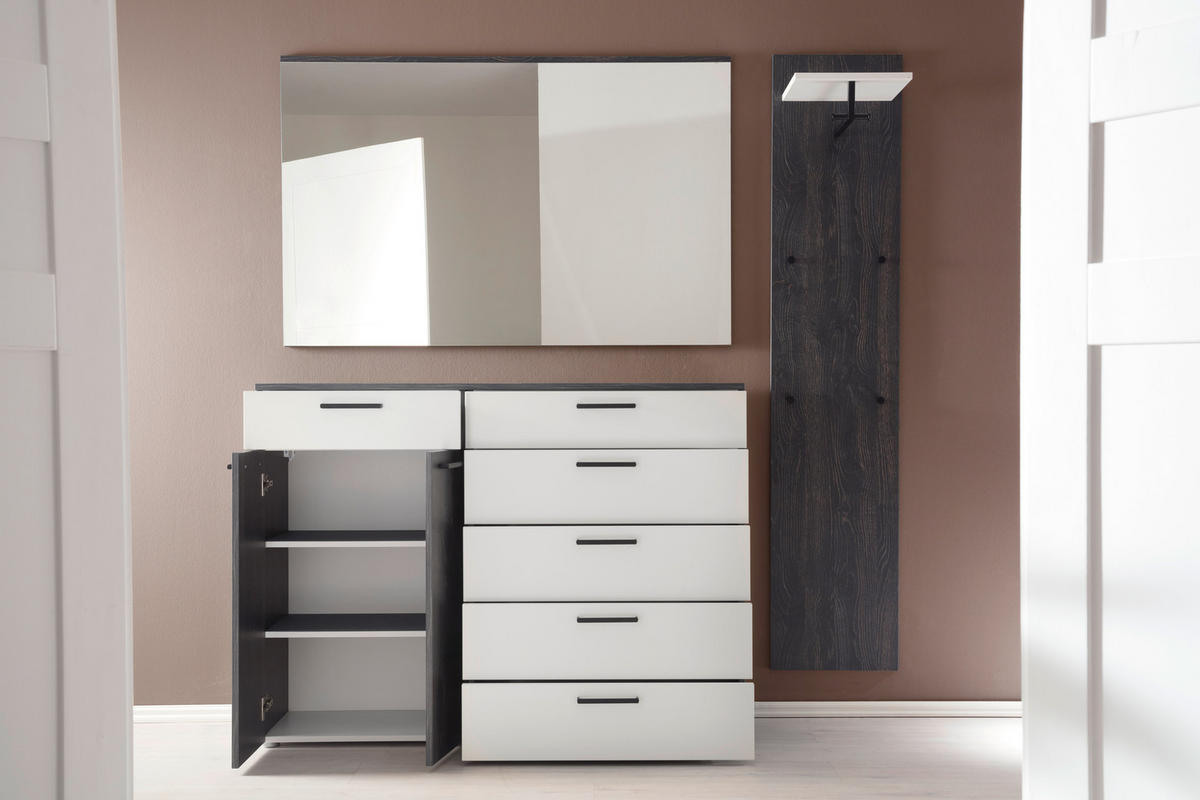 GARDEROBE 3-teilig  in 190/200/38 cm  - Eichefarben/Weiß, KONVENTIONELL, Holzwerkstoff (190/200/38cm) - Moderano
