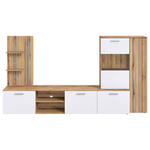 WOHNWAND 4-teilig  in Weiß, Eichefarben  250/135/38 cm  - Eichefarben/Anthrazit, MODERN, Glas/Holzwerkstoff (250/135/38cm) - Carryhome