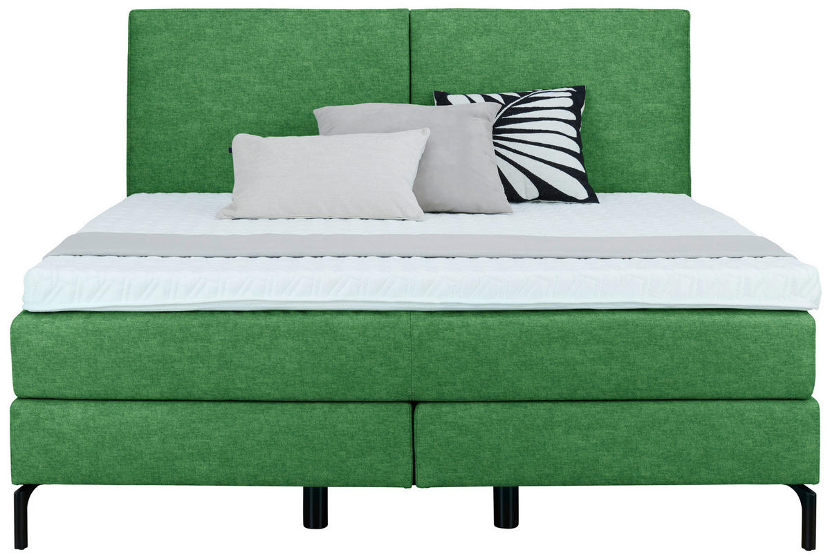 BOXSPRINGBETT 200/200 cm  in Grün  - Schwarz/Grün, KONVENTIONELL, Textil/Metall (200/200cm) - Dieter Knoll