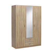 KLEIDERSCHRANK Sonoma Eiche  - Silberfarben/Sonoma Eiche, Design, Holzwerkstoff/Kunststoff (136/197/54cm) - Boxxx