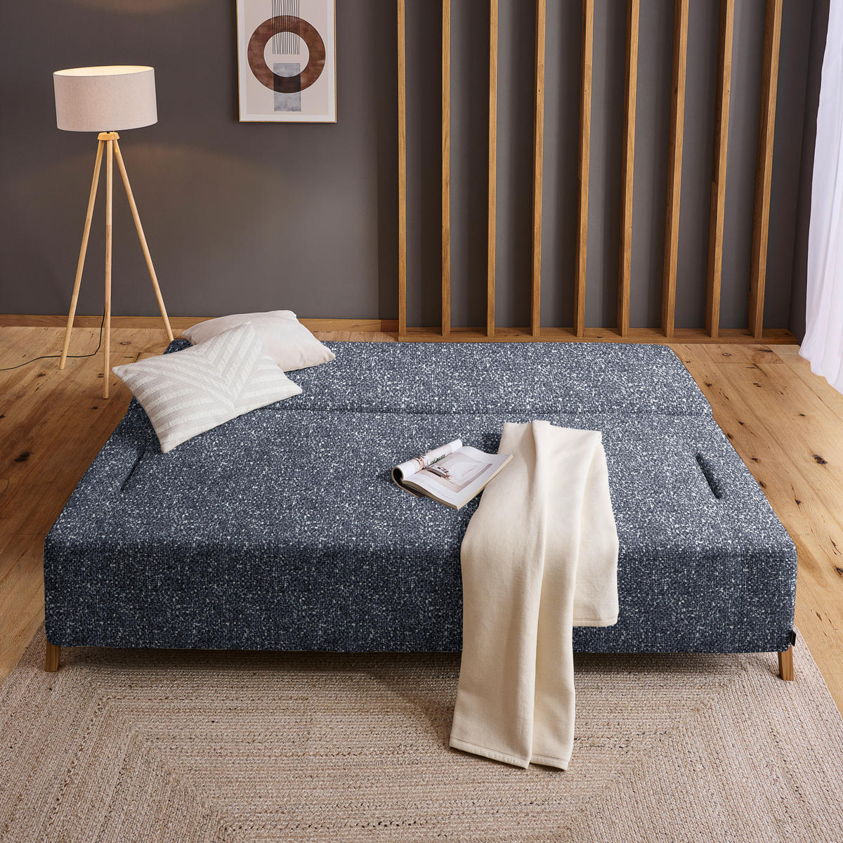 SCHLAFSOFA in Holz, Textil Dunkelblau  - Naturfarben/Dunkelblau, Design, Holz/Textil (211/88/102cm) - Niels Andersson