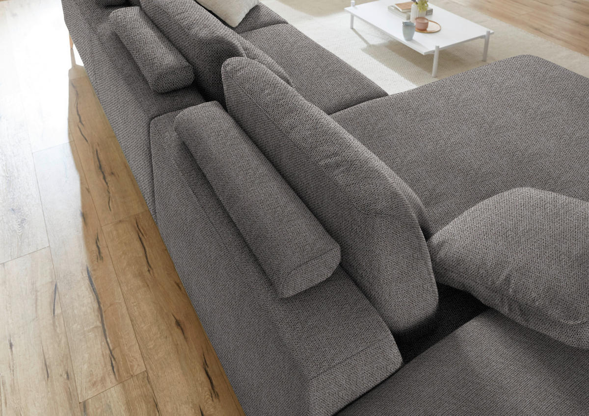 ECKSOFA in Flachgewebe Dunkelbraun  - Wildeiche/Dunkelbraun, Design, Holz/Textil (193/334cm) - Niels Andersson
