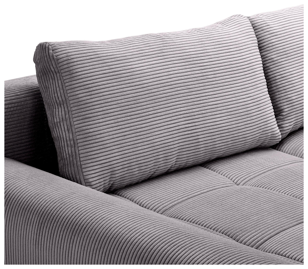 WOHNLANDSCHAFT in Cord Graphitfarben  - Chromfarben/Graphitfarben, KONVENTIONELL, Kunststoff/Textil (180/376/180cm) - Carryhome