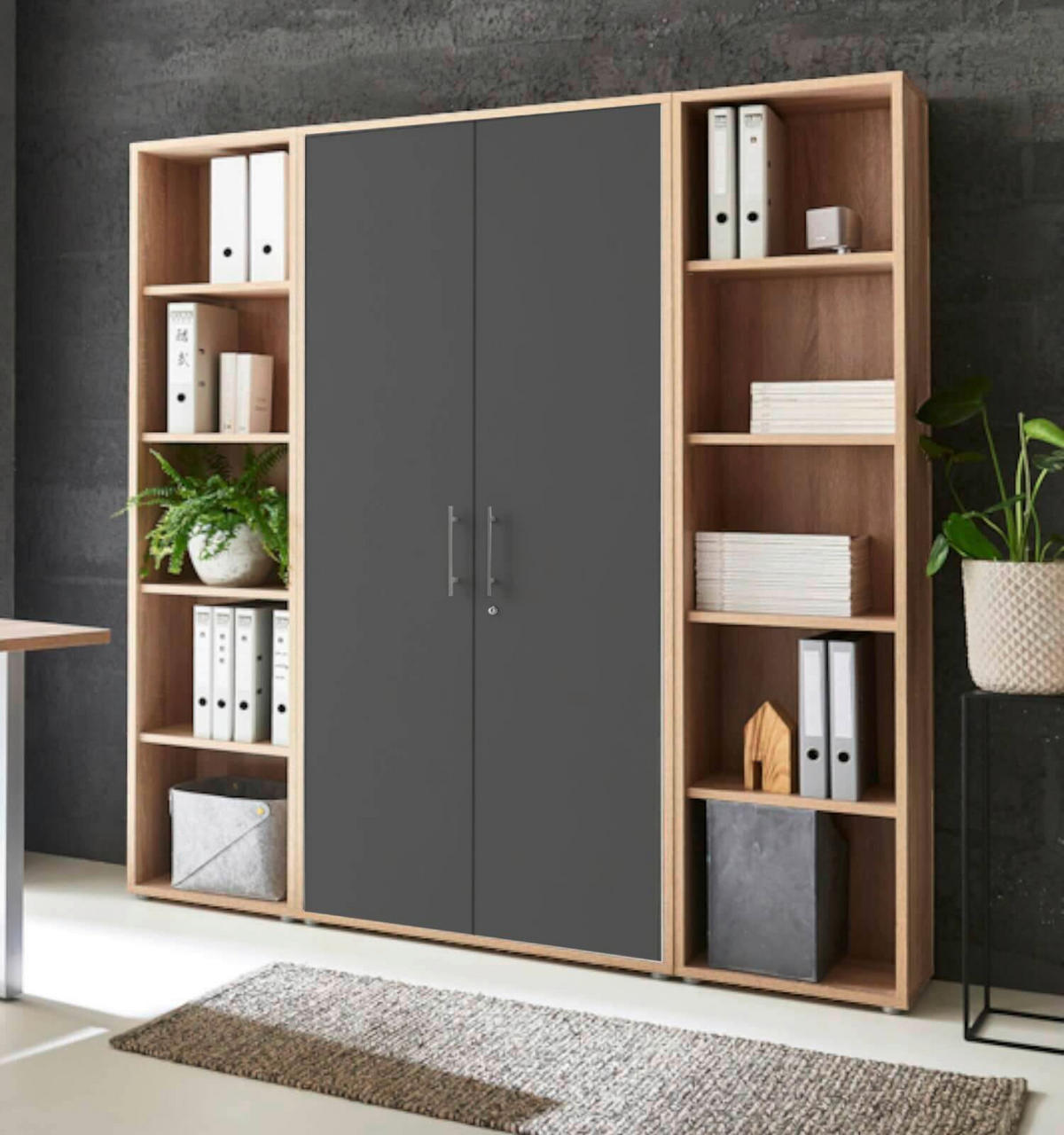 AKTENSCHRANK 172,6/185,6/33 cm  - Anthrazit/Sonoma Eiche, MODERN, Holzwerkstoff (172,6/185,6/33cm) - MID.YOU